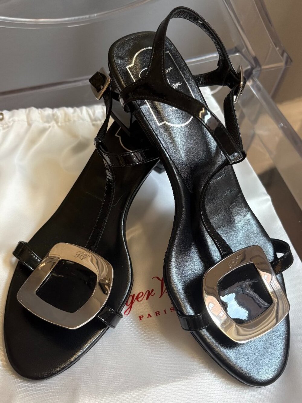Roger Vivier Patent Leather T-Strap Sandals, Resoled, Ready to Wear!